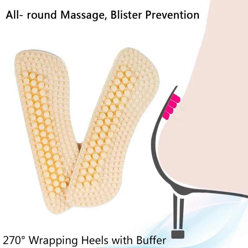 1Pair Massage Silicone Inserts Soft Sticky Silica Gel Fabric Shoe Pads Liner Grips Back Heel Inserts Insoles