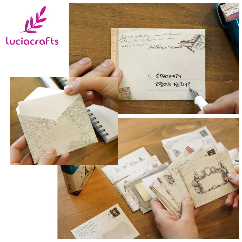 Lucia crafts(1 лот = 12 шт) 9,5*7,3 см винтажный мини-конверт Европейский стиль Скрапбукинг карта канцелярские принадлежности I0410