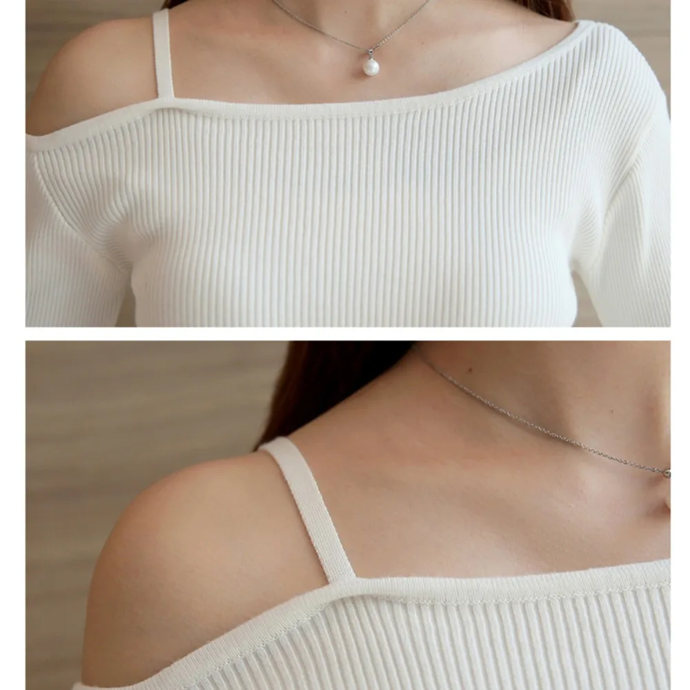 Fashion Sweater Women Sexy Slim Stretch Knitted Off Shoulder Tops 2018 Autumn Winter Long Sleeve Solid Color Female Clothes