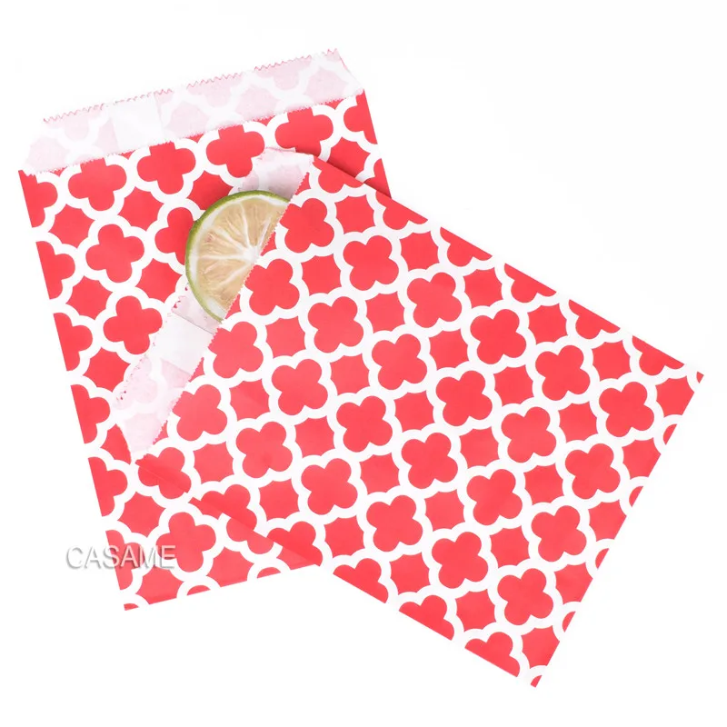 Рекламные бумажные пакеты красочные шеврон лакомство Ремесло бумажные пищевые безопасные сумки вечерние сувениры лучшие подарочные пакеты для гостей - Цвет: red honeycomb 13x18