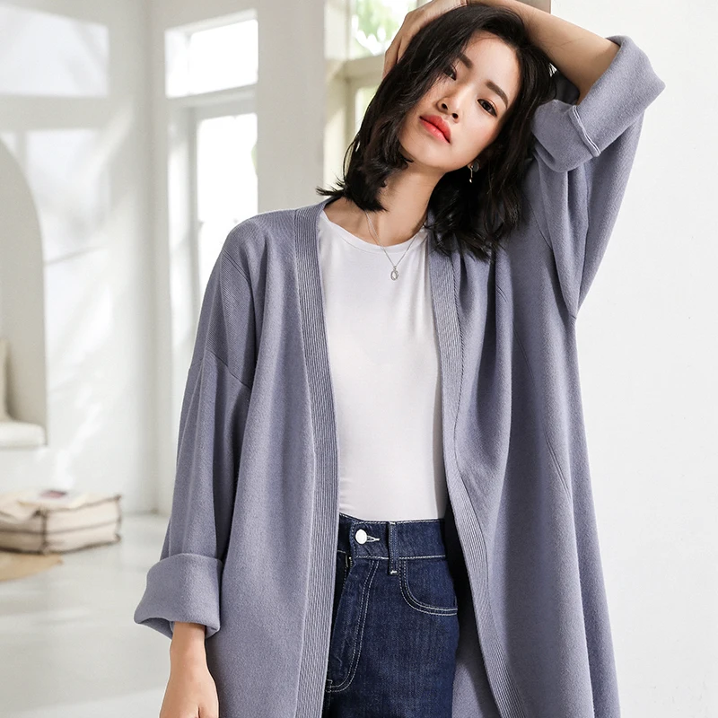  Spring summer tops for women 2019 Long Sleeve Cardigan Sweater Knitted Cardigans For Women Casual Solid  Sweaters online chines