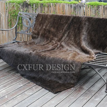 

CX-D-21B Rectangle Home And Hotel Decoration Handknitted Mink Fur Rugs Throw