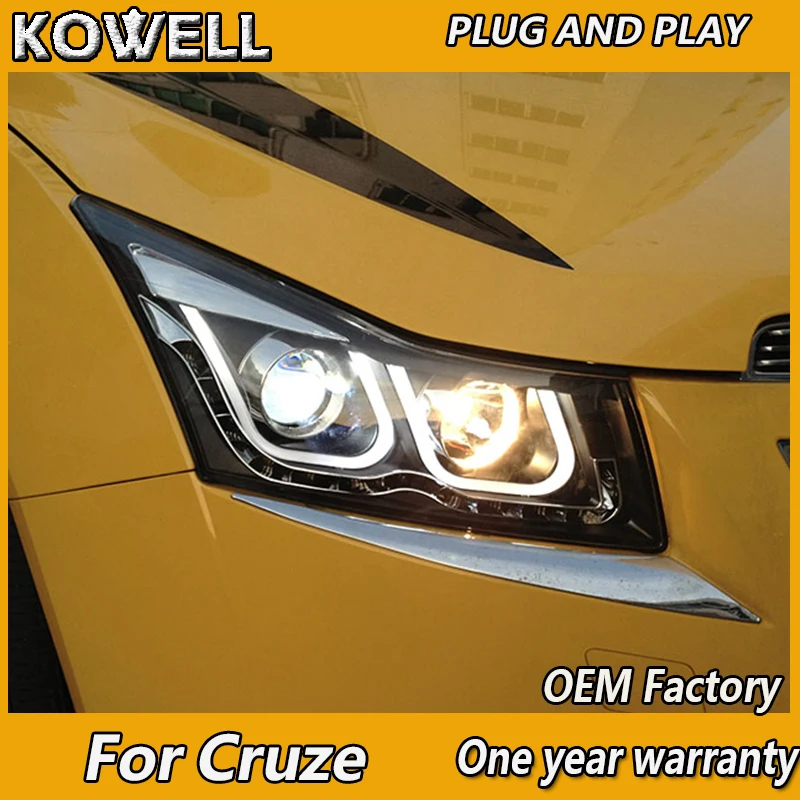 

KOWELL Car Styling for Cruze 2009 2010-2014 Headlights DoubleU Angel Eye LED DRL Lens Double Beam H7 HID Xenon Car Accessories