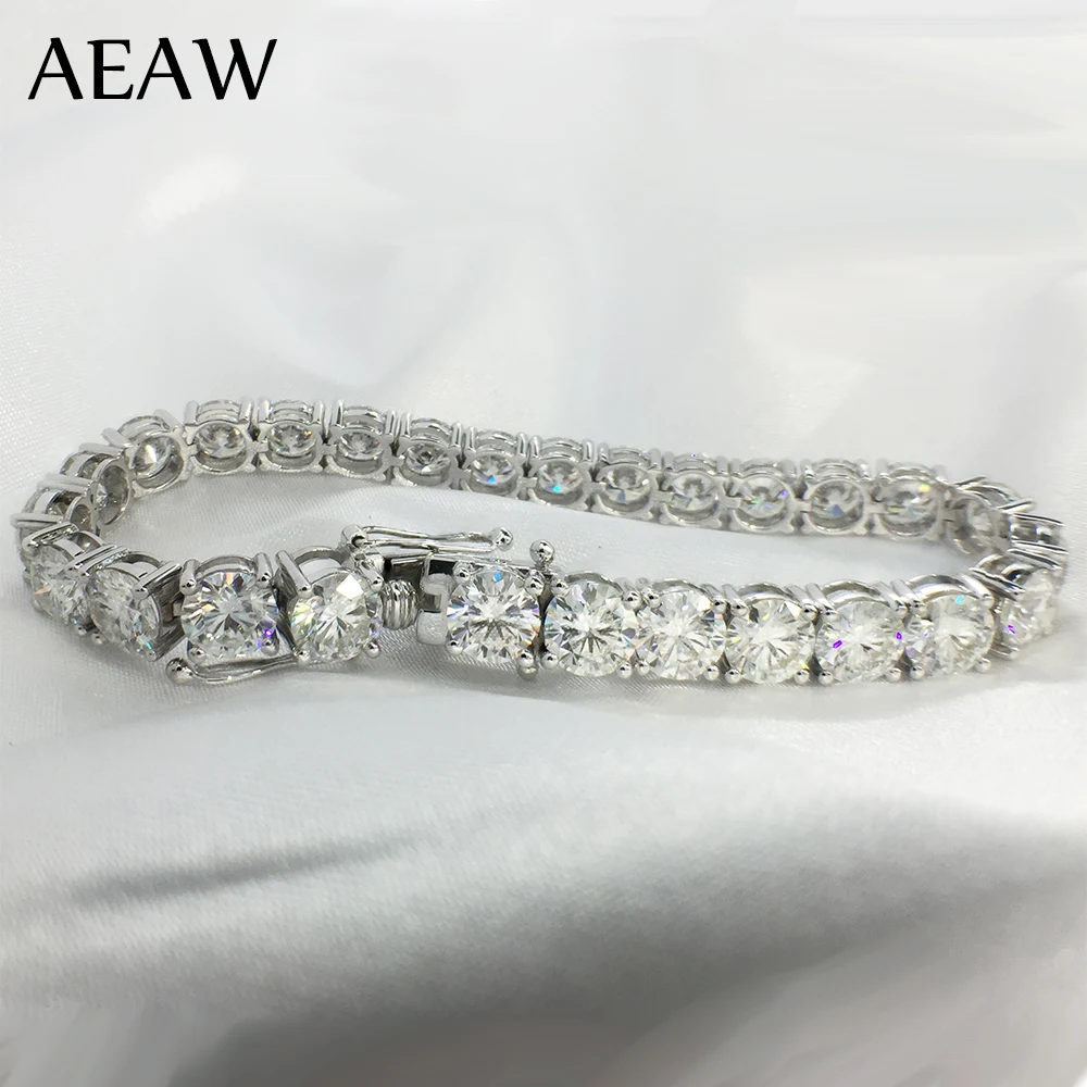 AEAW покрытый платиной Серебряный 18CTW 18 см длина 5 мм F рядом бесцветный Муассанит Теннисный браслет для женщин