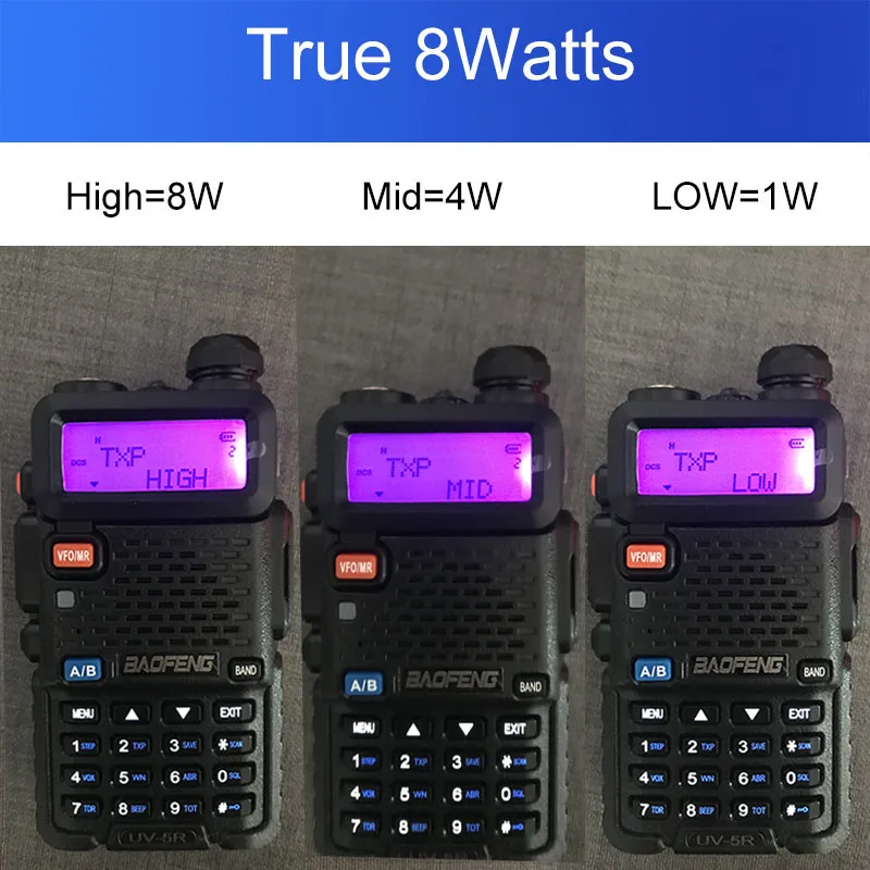 8 Вт BAOFENG UV-5R мощная рация 10 км Двухдиапазонная УФ 5R двухсторонняя радиостанция VOX фонарик портативное радио Amador VHF UHF