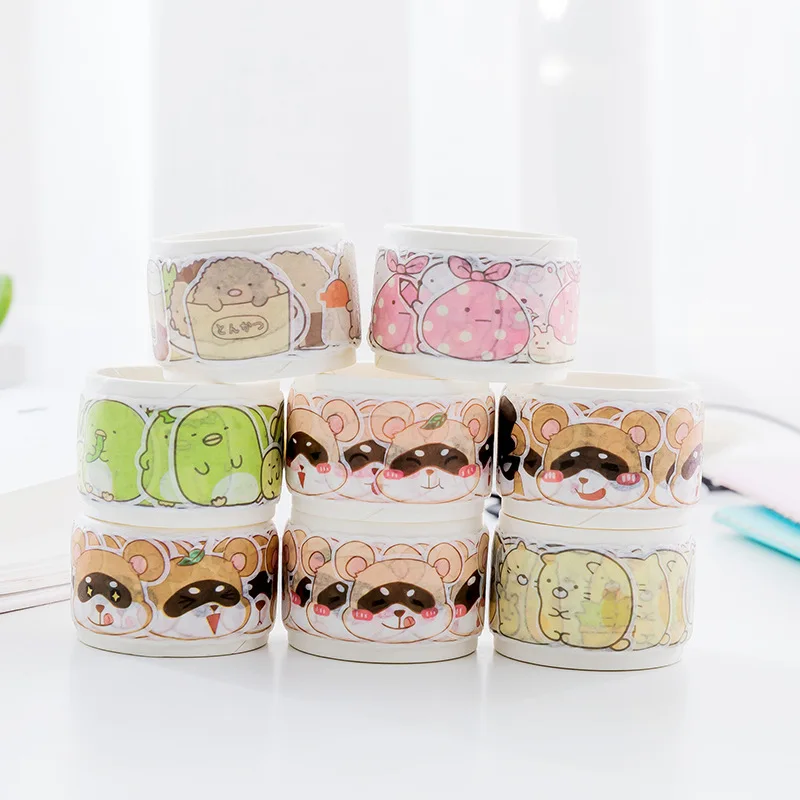 

Cute corner creatures and raccoons, and paper stationery tape DIY sticker cartoon account diary decorative tape stationery