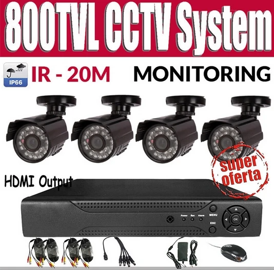 

4CH HD DVR KIT CCTV Camera System 800tvl cctv camera system