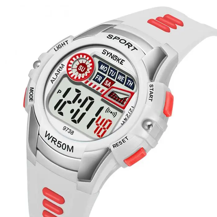 Hot 1 Pcs Children Kids Student Digital Electronic Watch Waterproof Round Dial Adjustable Strap HD88