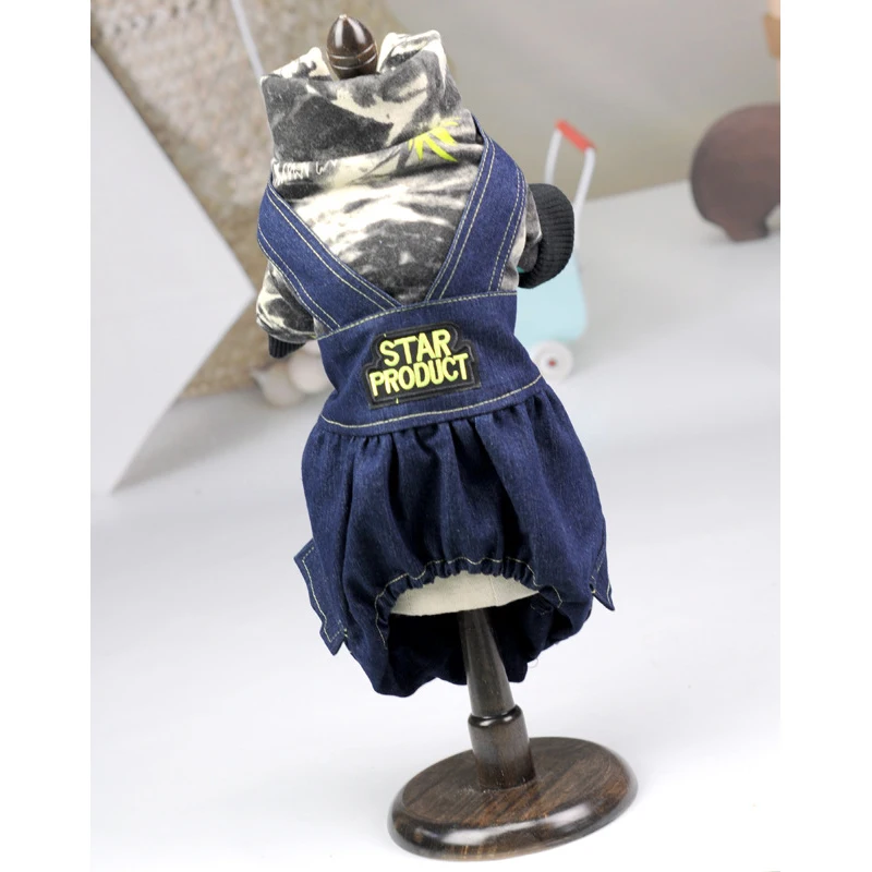 

Fashion Pet Dog Denim Dresses sets solid color striped Pet Tutu Skirt Puppy Cat Dress Pet Apparel Denim clothes XS-XXL teddy