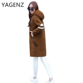 

2018 New Winter Hooded Jackets Warm Lady coat Korean Slim Medium Long Lamb Wool Coat Casual Winter Student Female Outerwear 2XL