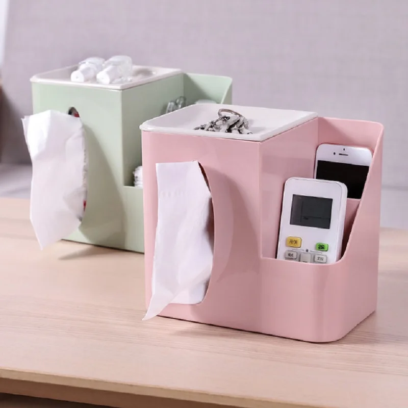 

Home Kitchen Desktop Tissue Storage Box Organizer Remote Controller Multi-function Paper Box Holder for Bathroom/Living Room