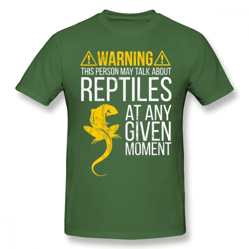 Пользовательские рептилий Предупреждение внимание ящерица футболка мужской размера плюс Homme футболка размера плюс - Цвет: Армейский зеленый