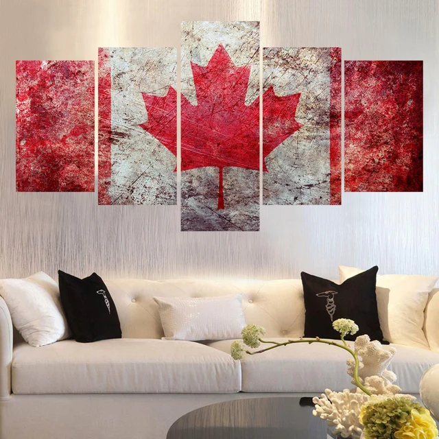 Buy 5 Pieces Retro Canada National Flag Wall Art