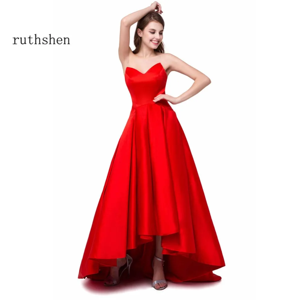 Ruthshen светоотражающее платье, сексуальные платья для выпускного вечера на высоких и низких каблуках, дешевый милый драпированный короткий передний длинный задний красный вечерний наряд