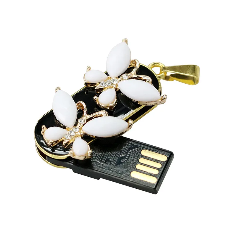 Кристалл USB Flash Drive Стик флэш-диск 4 ГБ 8 ГБ 16 ГБ 32 ГБ 64 ГБ Jewelry Цепочки и ожерелья цветок бабочка pen drive подарки