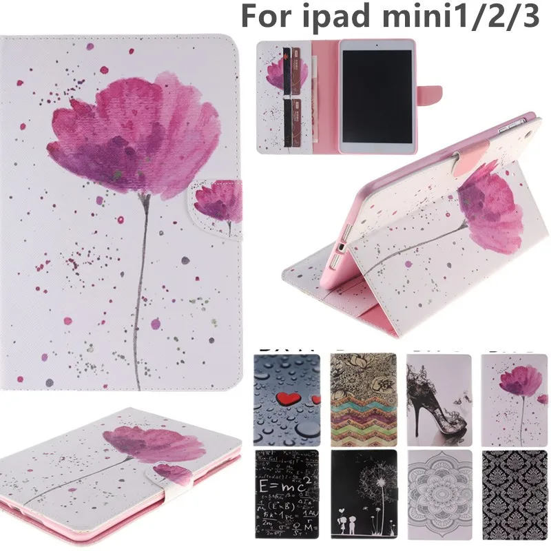 Lovly Flower Flip Wallet Case For Apple iPad Mini Cover For Mini 2 Mini1 Mini 3 Case PU Leather Stand Tablet Cover Case Fundas (2)