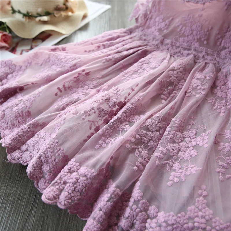 Летние Детские платья для девочек, кружевное Тюлевое праздничное платье принцессы Детское кружевное платье с вышивкой повседневная одежда для девочек от 2 до 7 лет
