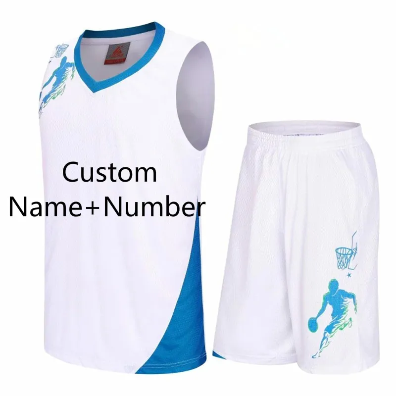 Баскетбольная одежда набор Мужские баскетбольные баскетбольная футболка Джерси одежда взрослый абзац Тренировочный Костюм Под заказ имя номер - Цвет: CT WE