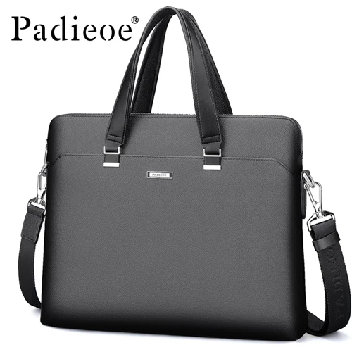 Padieoe роскошный мужской портфель высокого качества из ПВХ, мужская сумка ts для мужчин, портфель для ноутбуков, компьютеров, Модные Офисные Сумки - Цвет: black