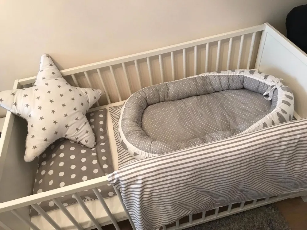 Dismountable Baby nest кровать или Малыш Размер гнезда мята и совы портативная кроватка