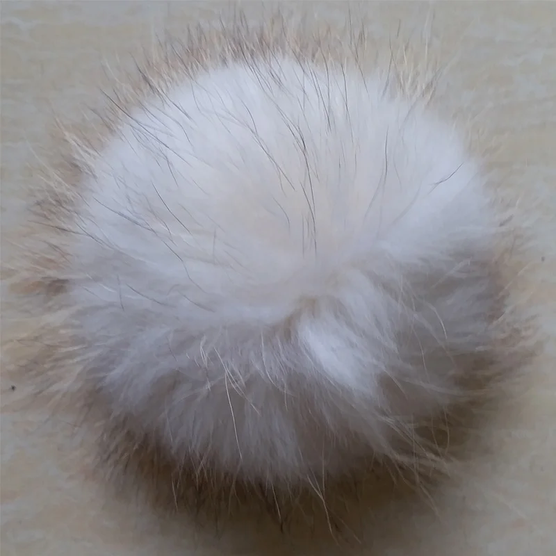 rolled up skully hat DIY Pure White Natural Fox Fur Fluffy Pompon Hats Real Fox Raccoon Fur Big Ball Pom Pom for Caps Hats Skullies Pompoms 12-14cm best beanies