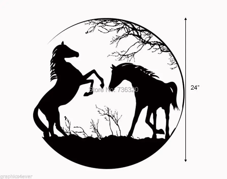 Horses DECAL LARGE 24" X24" BLACK VINYL WALL DECAL African Animal Mural