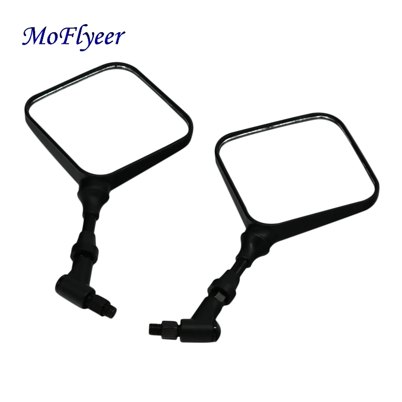 

MoFlyeer M10 10mm Black Square Dual Sport Motorcycle Rearview Side Mirror Clear Glass Case For Honda Yamaha Suzuki Kawas