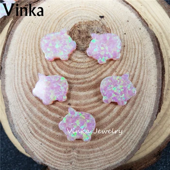 

20pcs Synthetic opal pink pig little cute opal beads with hole special shape opal beads