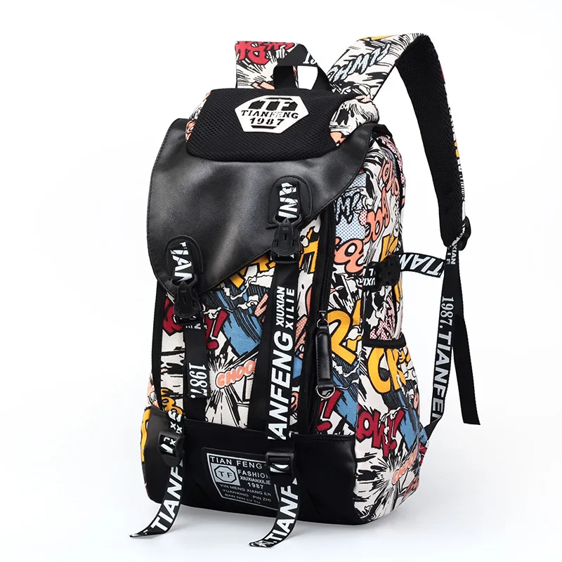 

New Hote Backpack For Men And Women Large Capacity Men's Travel Bag Printed Canvas Youth Leisure Backpack Female Bags