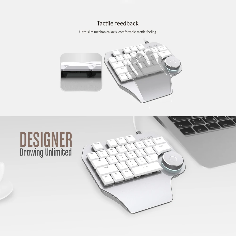 Delux T11 дизайнерская клавиатура с умным циферблатом 3 группы настраиваемые клавиши для Windows Mac OS& Дизайн программного обеспечения