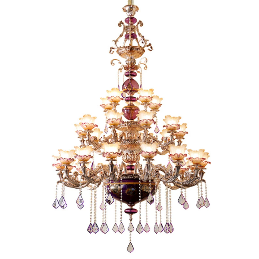 

Nordic Chandelier Zinc Alloy Large Crystal Chandelier Lighting Stairs Chandelier Villa Hotel Living Room Luxurious Crystal Lamps