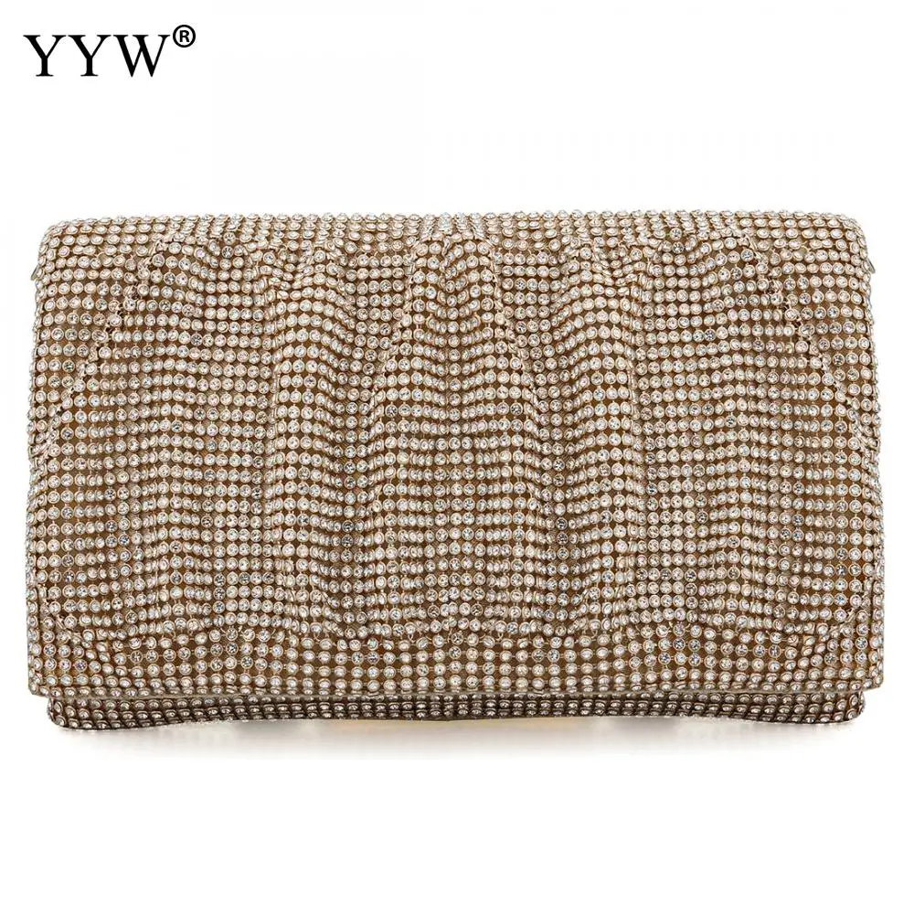 

Fashion Rhinestone Clutch Bag Women Evening Bags Bolsos Mujer Wedding Bag Gold Purse With Chain Pochette Soiree