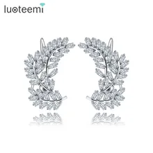 LUOTEEMI роскошные модные новые поступления элегантные женские очаровательные серьги-гвоздики белого золота CZ