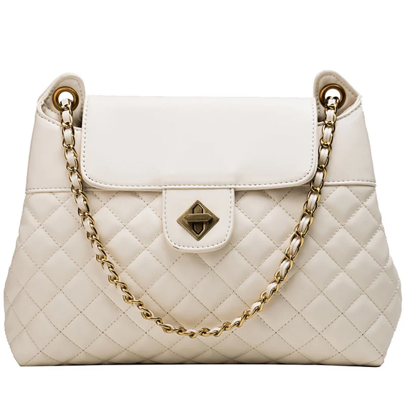 

Solid color retro large capacity Korean version of the port wind female handbag trend wild rhombic woman shoulder bag
