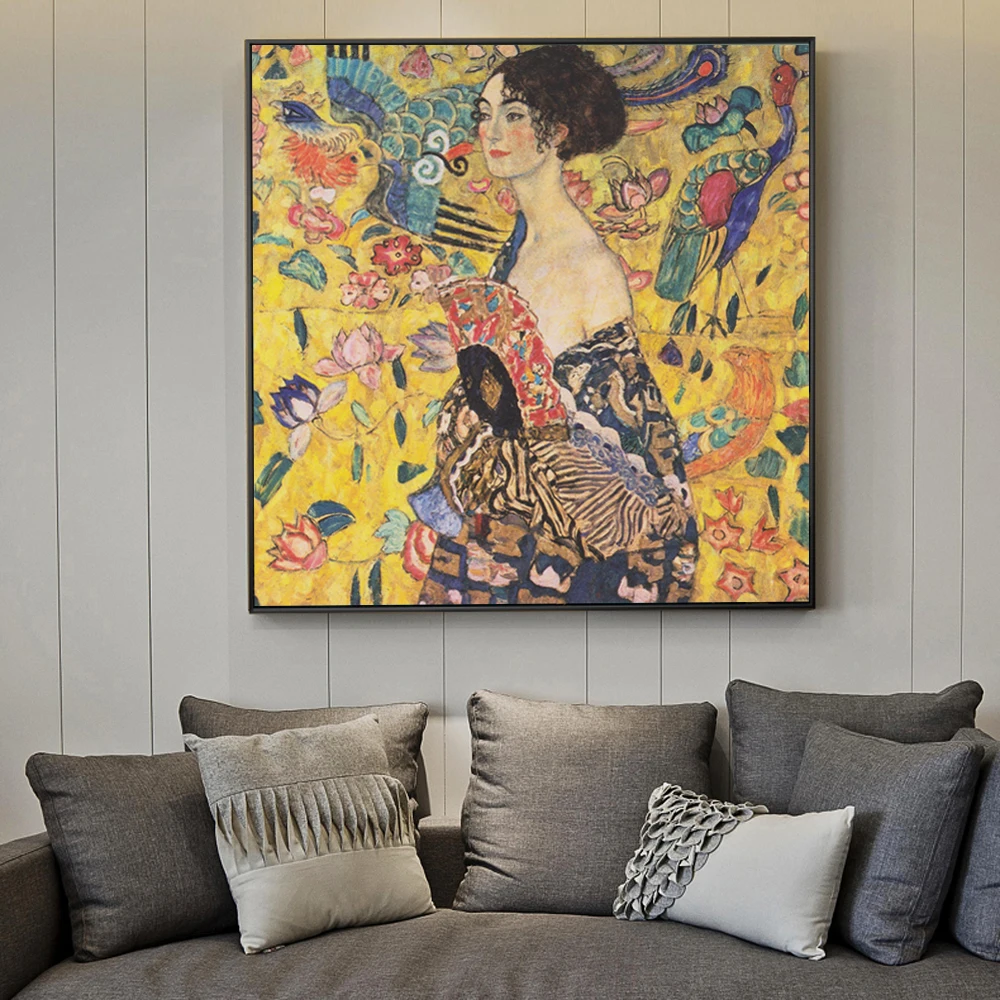 Gustav Klimt Paintings On The Wall Reproduction Portrait Of Adele Bloch Golden Wall Art Canvas Cuadros Pictures For Living Room