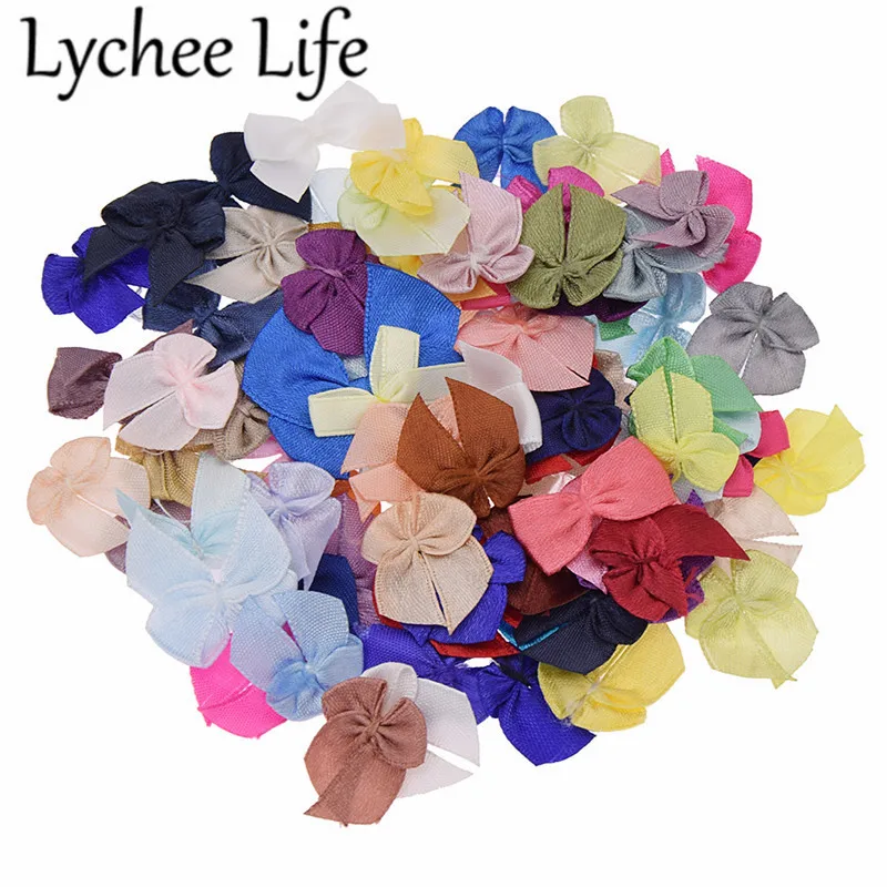 Lychee Life 72 шт. атласная мини-лента бант сплошной цвет шелковая лента украшение для подарочных коробок DIY ручной работы Швейные принадлежности для одежды