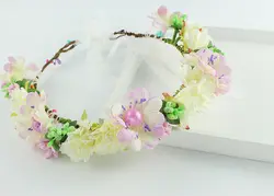 Фиолетовый бежевый цвет Богемия невесты искусственный цветок для свадьбы корона Цветочная повязка на голову праздничвечерние Вечеринка