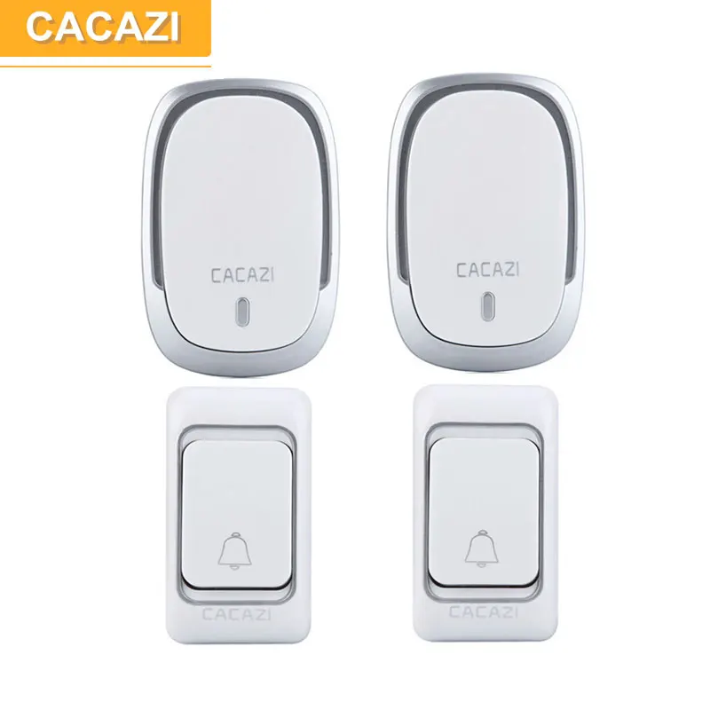 

CACAZI Wireless Waterproof Doorbell Battery Operated Long Range 200M Remote DC Button Rings 6 Volume Door 36 Chime Calling Bell