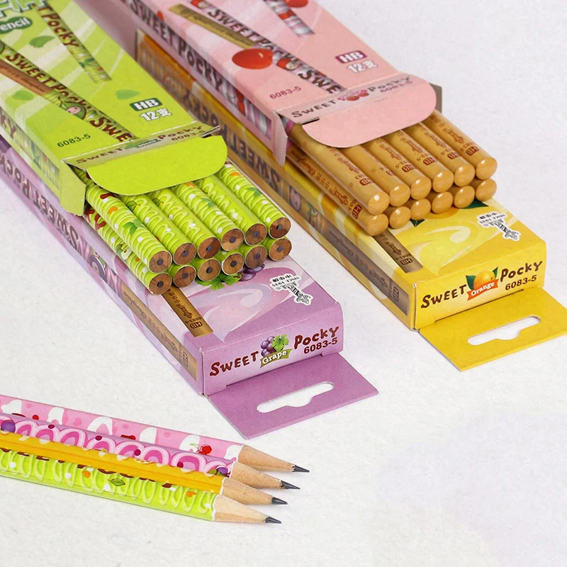 Fruit Series Writing Pencils 12pcs/pack HB Wood cased Pencil for