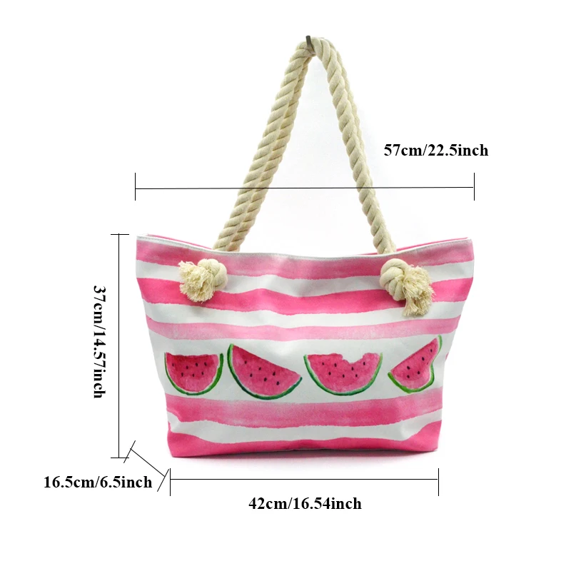 BONAMIE 2Pcs/lot Flamingo Women Tote Handbags Canvas Female Single Shoulder Bags Casual Hemp Rope Beach Bags Set Wet Bikini Bag