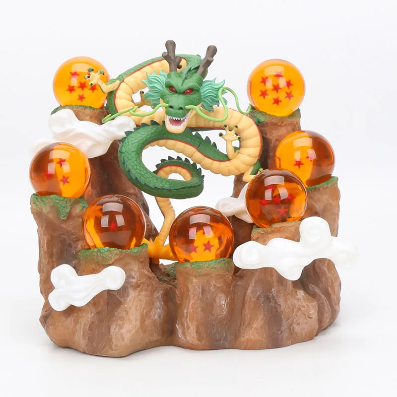 15 см аниме Dragon Ball Z фигурка Shenron с фоновыми сценами модель игрушки фигурка "Dragon Ball" DBZ Shenlong хрустальные шары - Цвет: green4cmset  nobox