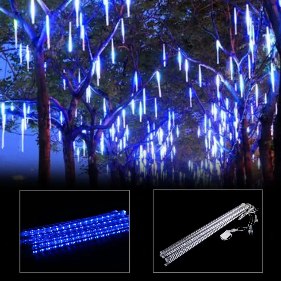 

BULE US PLUG Waterproof Meteor Shower Rain 8 Tube 50CM LED String Lights Decorative Lamp