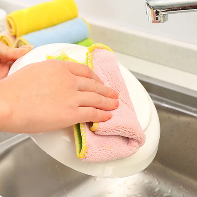 

1pc Reusable Kitchen Cleaning Towel Cloth Durable Double-sided Dishcloth Washing Cloth Dishware Cleaning Tool Kitchen Gadgets