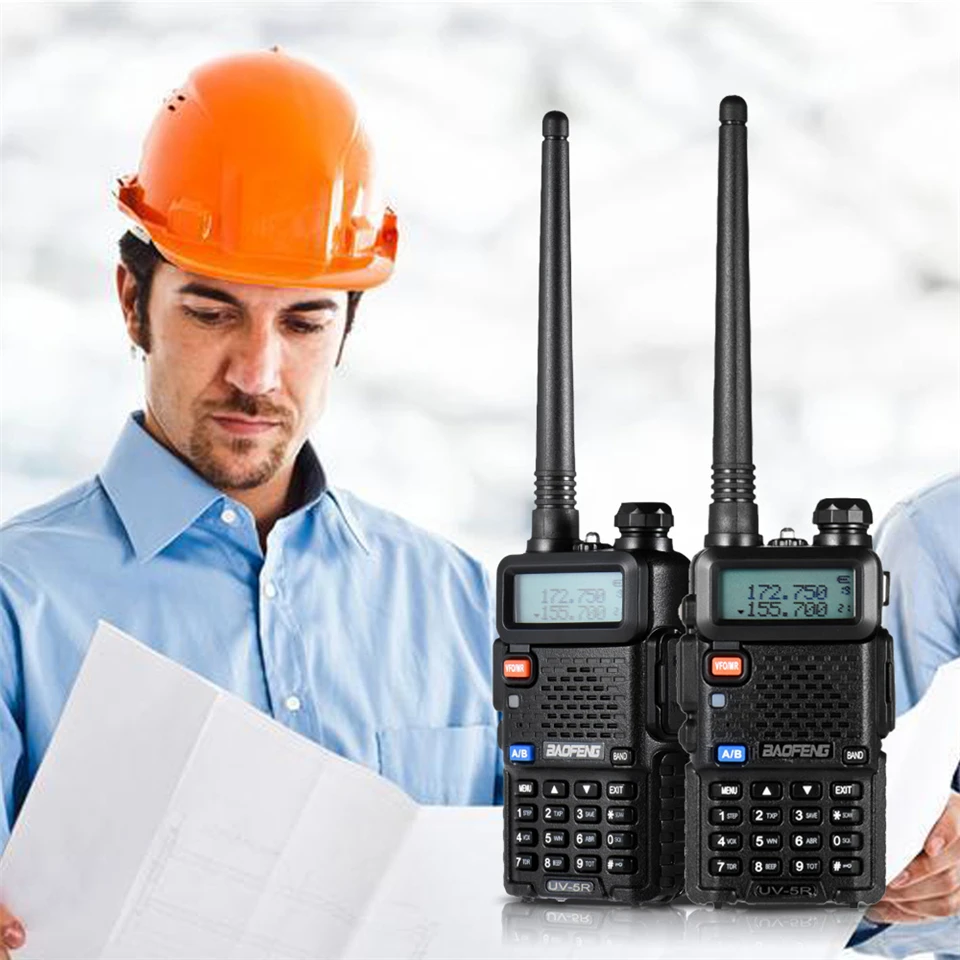 2 шт. Baofeng UV-5R Двухканальные рации VHF/UHF 136-174 мГц и 400-520 мГц Dual Band двухстороннее Радио Baofeng UV5R Портативный трансивер радиостанция рация автомобильная радиостанции баофенг рация портативная