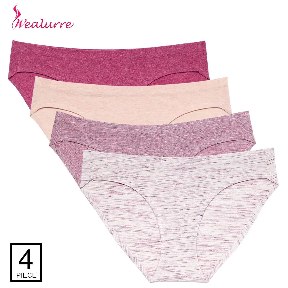 

4Pcs/Lot Women's Underwear Cotton Briefs Women Sexy Solid Low Waist Seamless Panties Female Invisible Bikini Lingerie Underpants