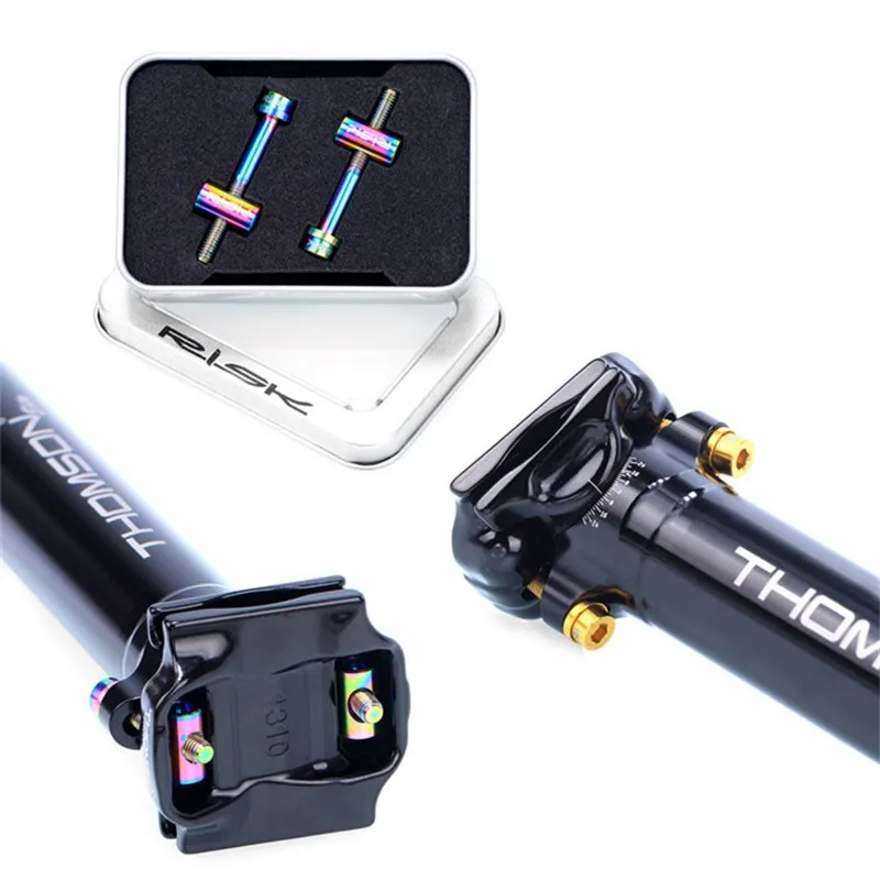 

2Pcs RISK Bike Seat Post Fixed Bolts Titanium Alloy M5*30/40mm MTB Mountain Road Folding Bicycle Saddle Fixed Screw Colorful