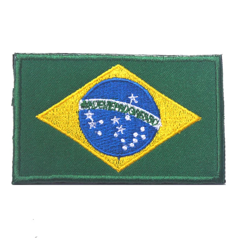 

Embroidered country Patches Brazil Brazilian flag patch hook combat military badges tactical morale for jacket cap