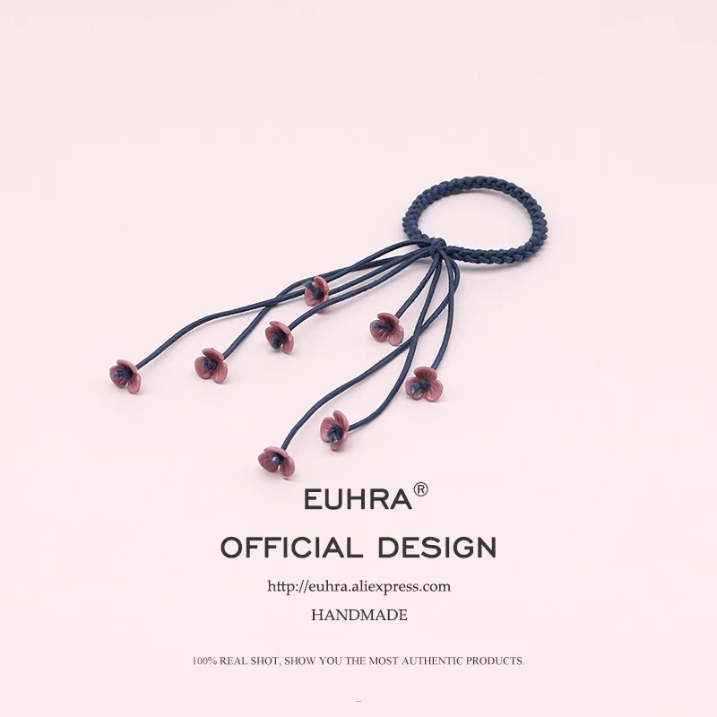 EUHRA, 5 цветов, эластичные кисточки, маленькие цветы, конский хвост для женщин, лента для волос, Детская резинка, высокая эластичность - Цвет: Color 3