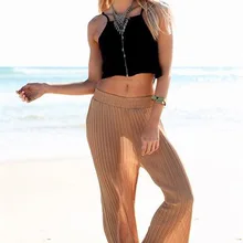 Новые летние шифон пляж широкие брюки длинные шаровары брюки цвета хаки длинные женские Леггинсы для женщин Palazzo Мотобрюки пляжные Брюки для девочек Для женщин Cover Up