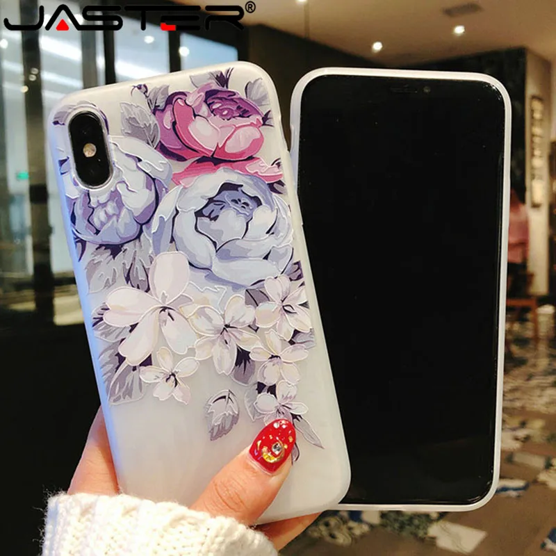 

JASTER For iPhone X 8 7 6 6S Plus 5 SE Soft TPU Cover Flower Silicon Phone Case For iPhone 7 8 Plus XS Max XR Rose Floral Cases